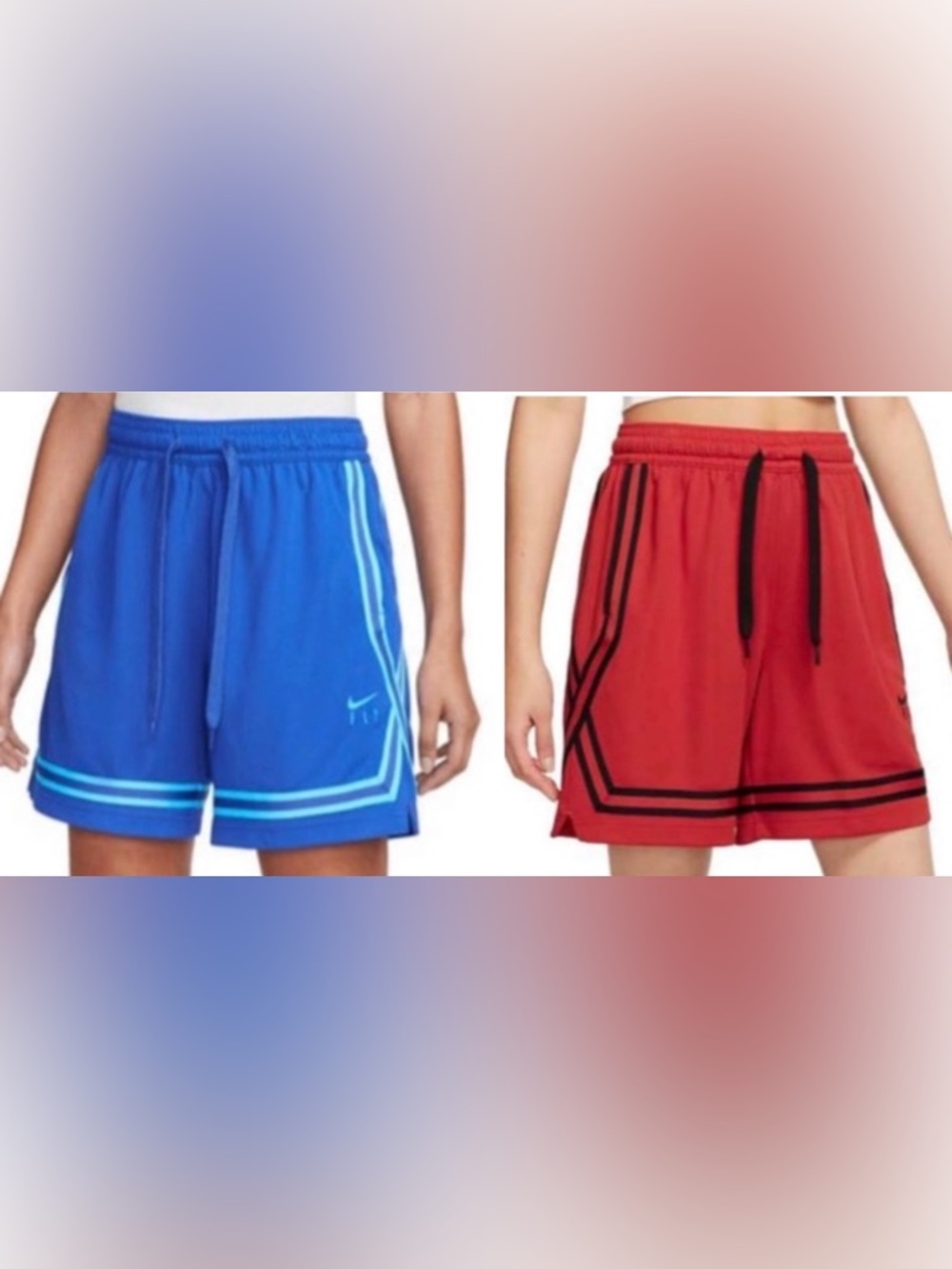 Lot of 2x NWT [Nike] Fly Crossover 5" Basketball Shorts, Blue & Red, Sizes S M L